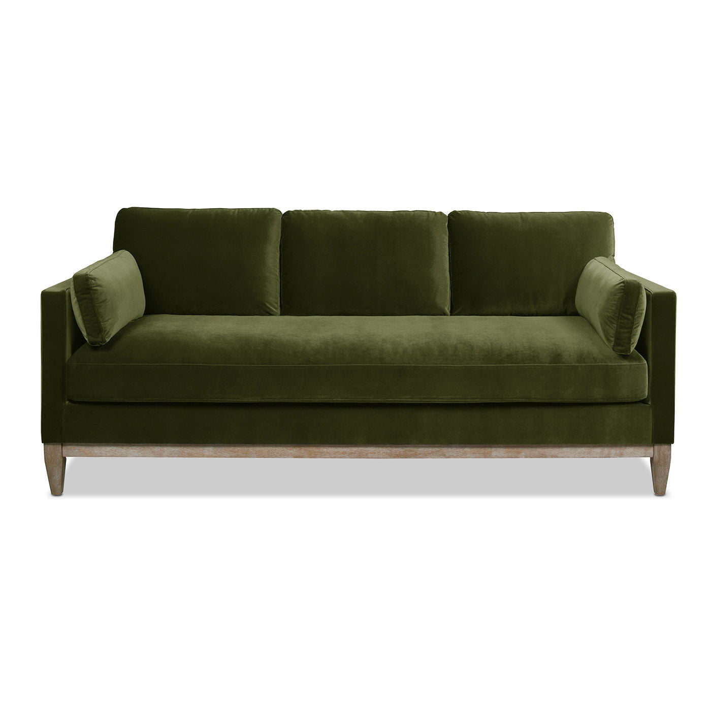 Knox Modern Farmhouse Sofa green velvet stationary sofa by HouseOfZazla with wood legs on Tampa Home & Garden Store