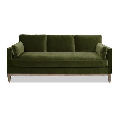 Knox Modern Farmhouse Sofa green velvet stationary sofa by HouseOfZazla with wood legs on Tampa Home & Garden Store