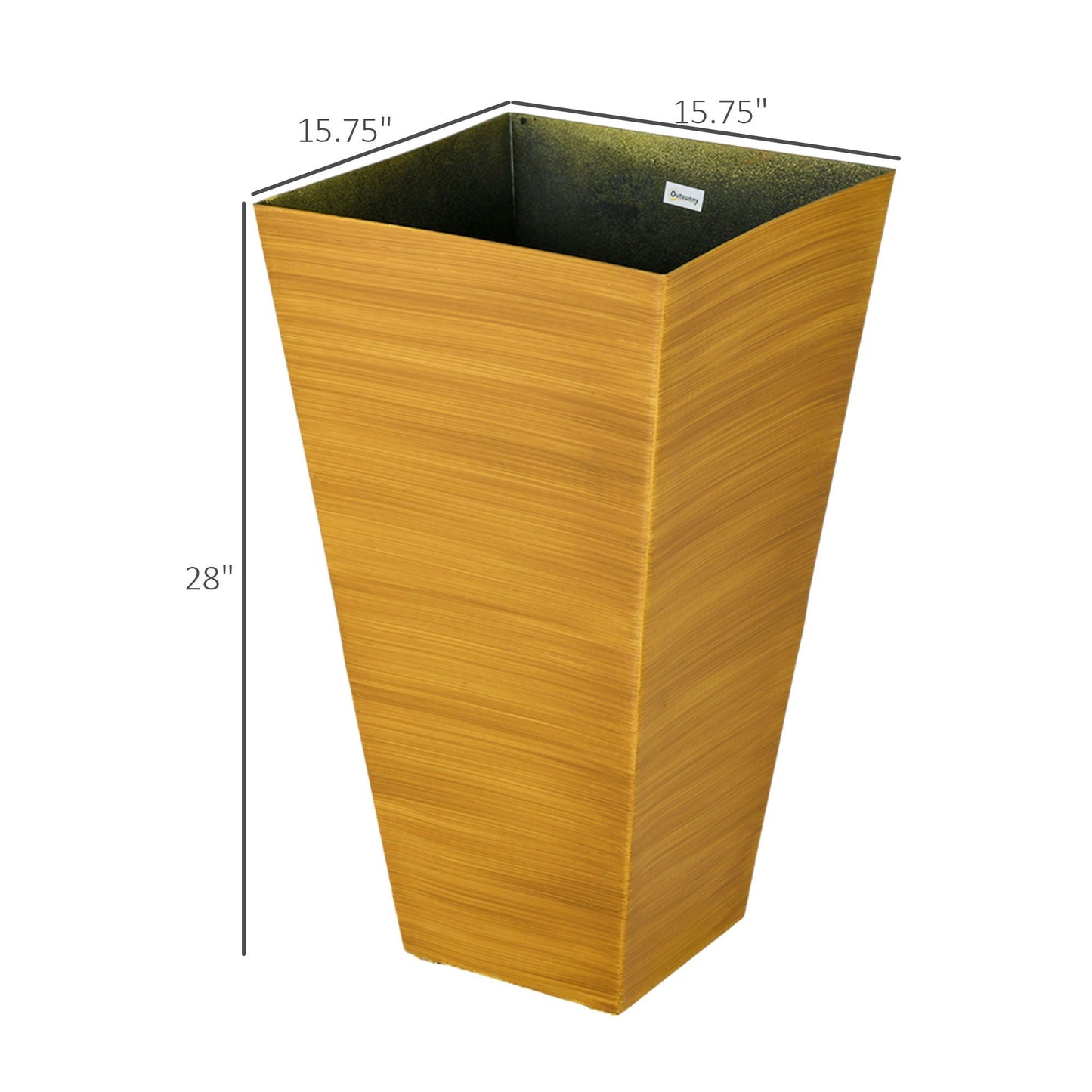 Outsunny outdoor planter large tapered faux wood plastic with drainage holes and plug on Tampa Home & Garden Store