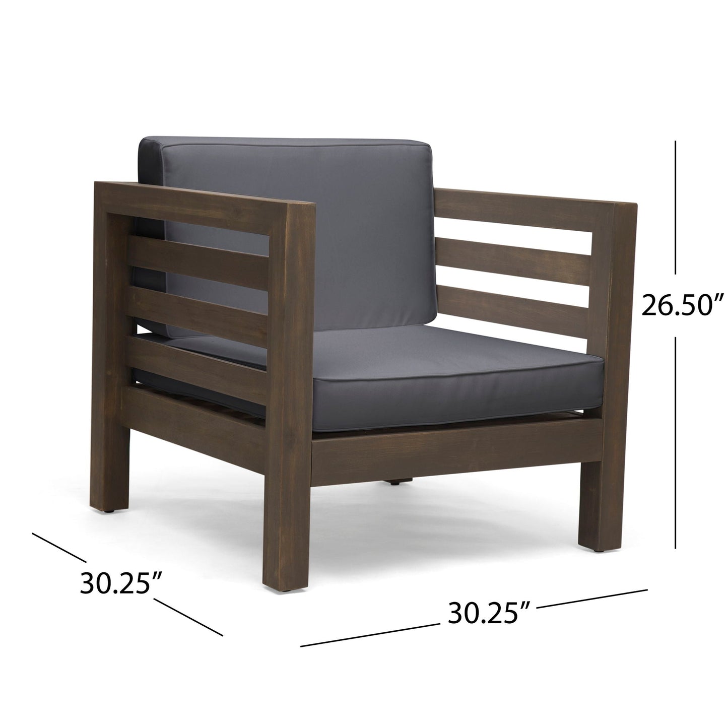 Outdoor Acacia Wood Patio Arm Chair with Fabric Cushion dark brown frame HouseOfZazla on Tampa Home & Garden Store