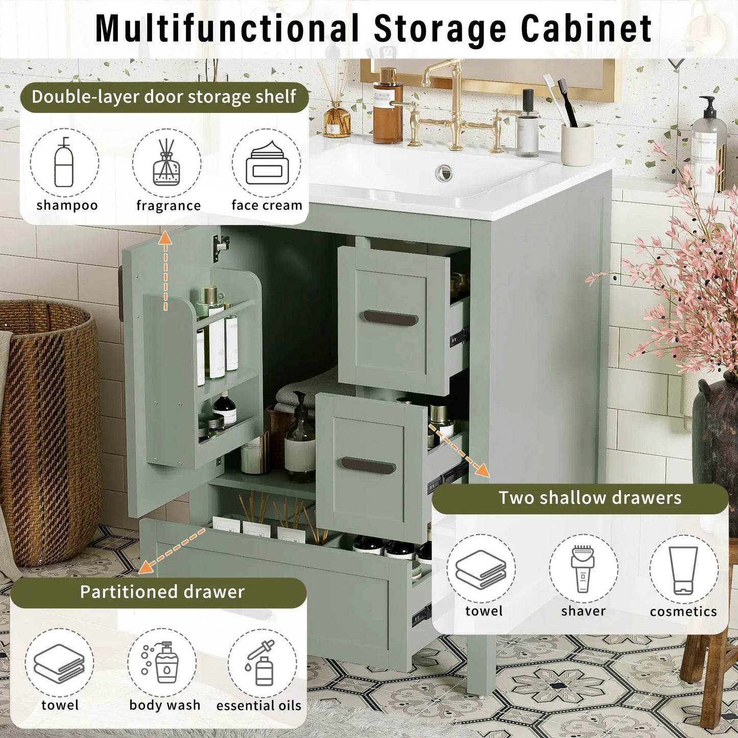 Bathroom Vanity With Sink and Soft-Close Drawers