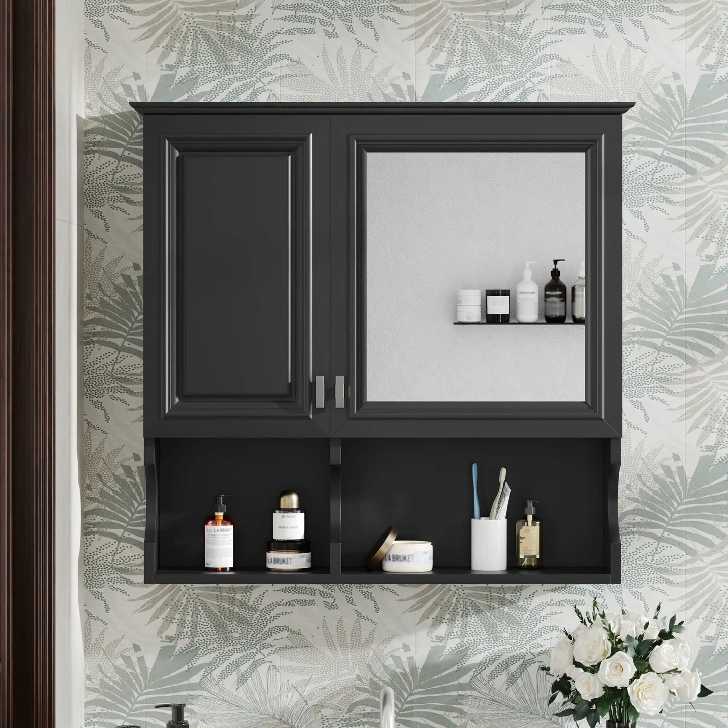 Wall Mounted Mirror Medicine Cabinet with Doors