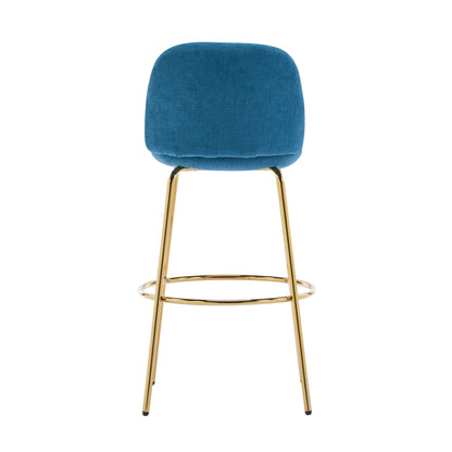 Rio Claro indoor upholstered barstool set of 2 blue fabric with gold metal legs on Tampa Home & Garden Store
