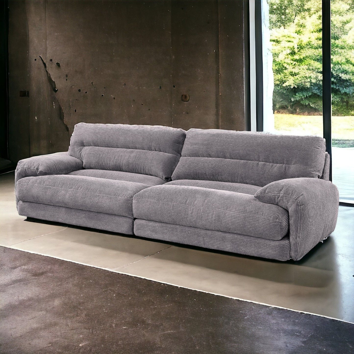 Cadenza Corduroy Loveseat gray upholstery stationary by HouseOfZazla on Tampa Home & Garden Store