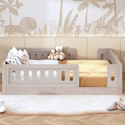 Light wood platform bed with guardrail by Unique Piece Furniture in nursery on Tampa Home & Garden Store
