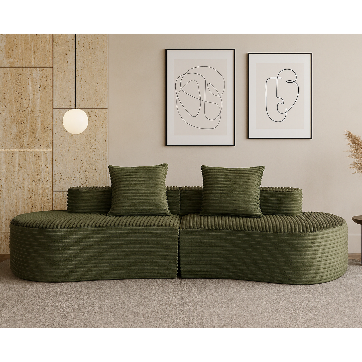 Cozy Corduroy 2 Seater Sofa and a Lumbar Pillow