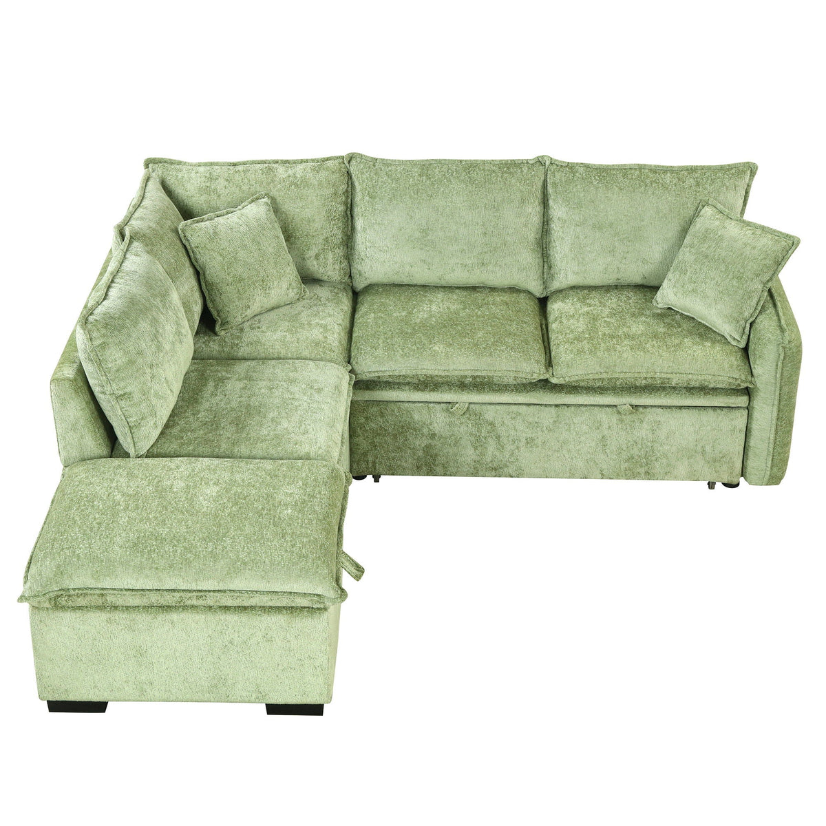 Sleeper sectional sofa green velvet by HouseOfZazla with storage ottoman on Tampa Home & Garden Store