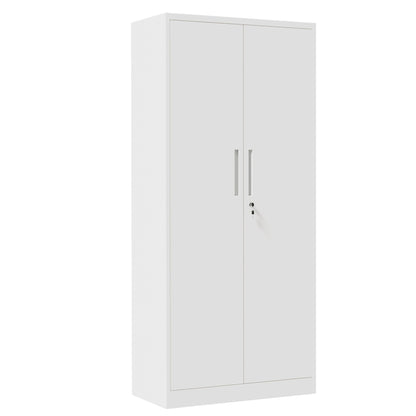 Steel garage storage cabinet with lock, adjustable shelves, white finish, two-door design on Tampa Home & Garden Store