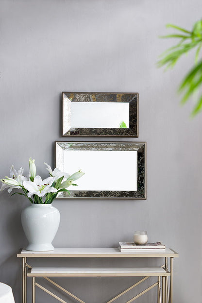 Antique rectangle mirror with floral accents HouseOfZazla, metal framed wall mirrors pair on Tampa Home & Garden Store