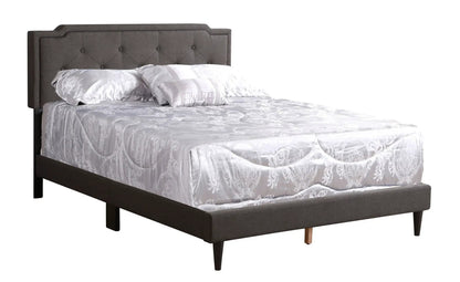 Button tufted gray upholstered bed with tufted headboard by Unique Piece Furniture on Tampa Home & Garden Store