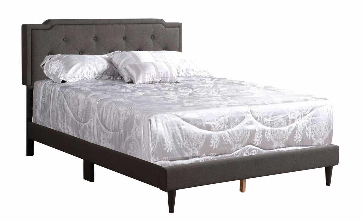 Button tufted upholstered bed in gray fabric by HouseOfZazla on Tampa Home & Garden Store