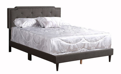 Button tufted upholstered bed in gray fabric by HouseOfZazla on Tampa Home & Garden Store