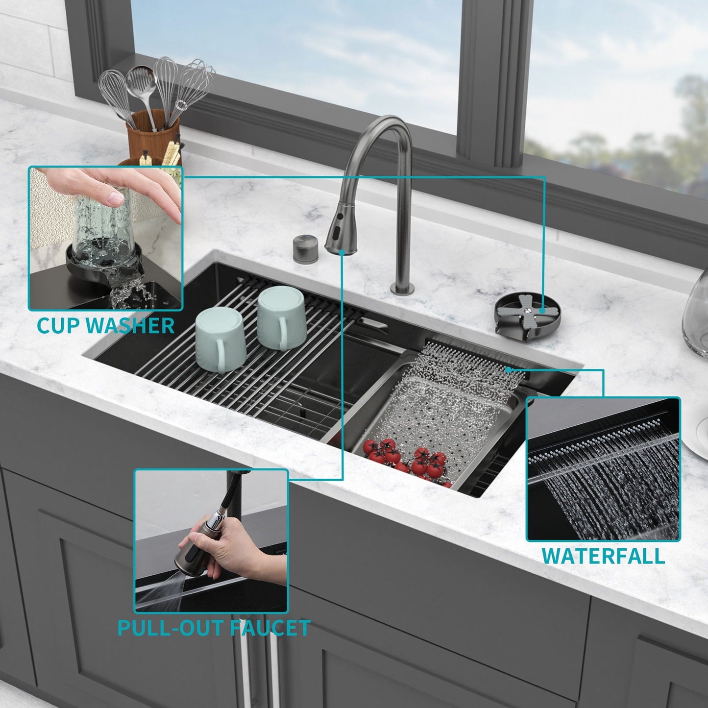 Undermount Workstation Sink and Faucet Set