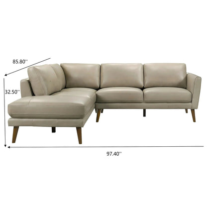 Benson sectional sofa with chaise in beige leather by Unique Piece Furniture, stationary on Tampa Home & Garden Store