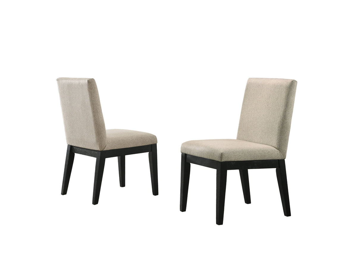 Contemporary beige fabric dining chair set with black legs, pair of chairs on Tampa Home & Garden Store