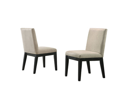 Contemporary beige fabric dining chair set with black legs, pair of chairs on Tampa Home & Garden Store