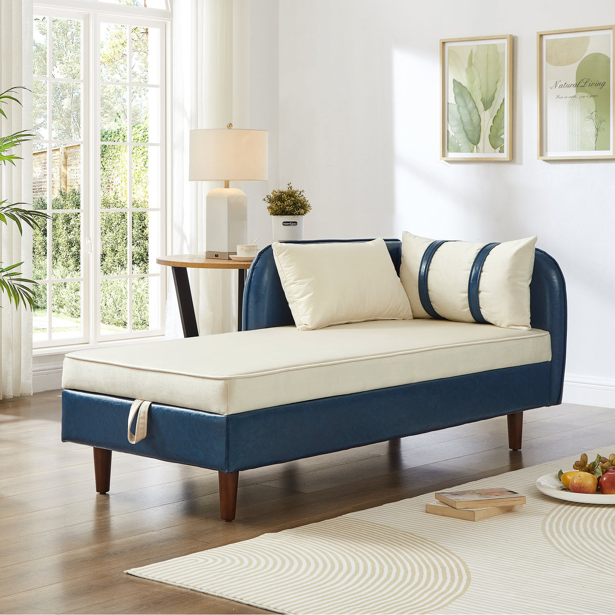 65 Inch Storage Chaise Lounge Sofa and Velvet