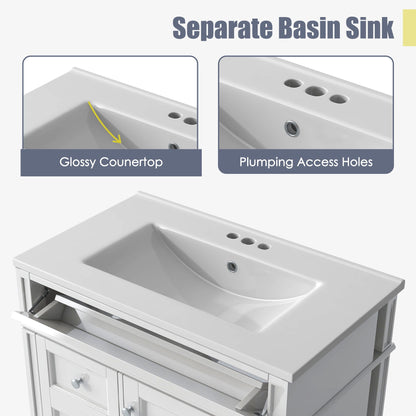 HouseOfZazla glossy countertop bathroom vanity with top sink, 2 drawers and tip-out drawer on Tampa Home & Garden Store