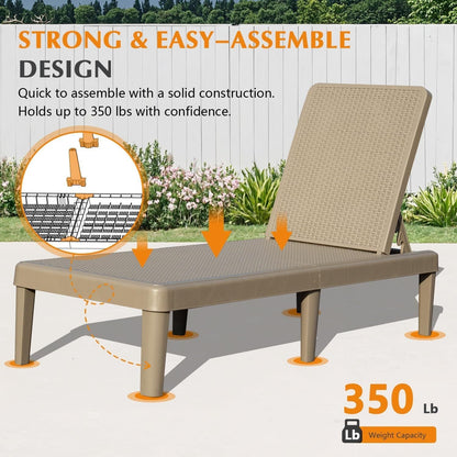 HouseOfZazla outdoor chaise lounge with adjustable backrest and tan woven seat on Tampa Home & Garden Store