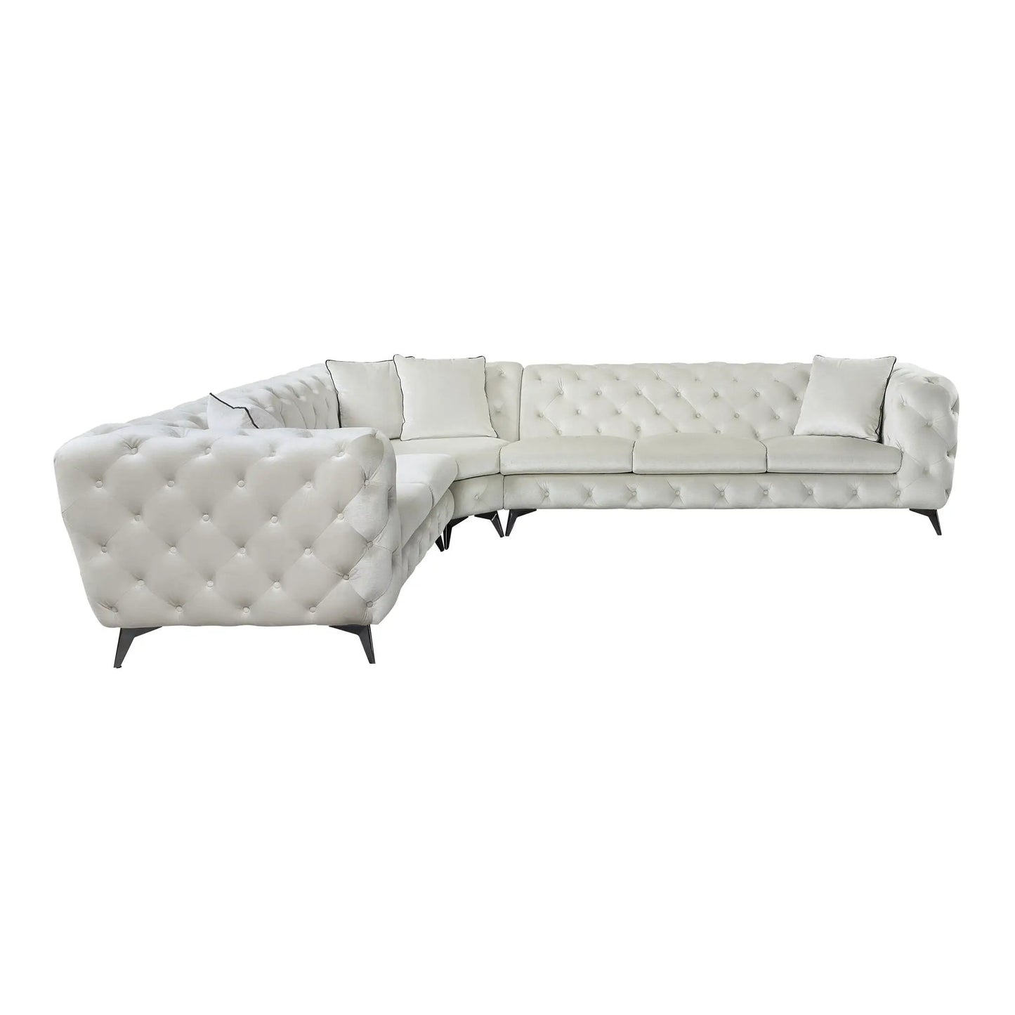 Atronia beige stationary sectional sofa with 4 pillows and ottoman by Unique Piece Furniture on Tampa Home & Garden Store