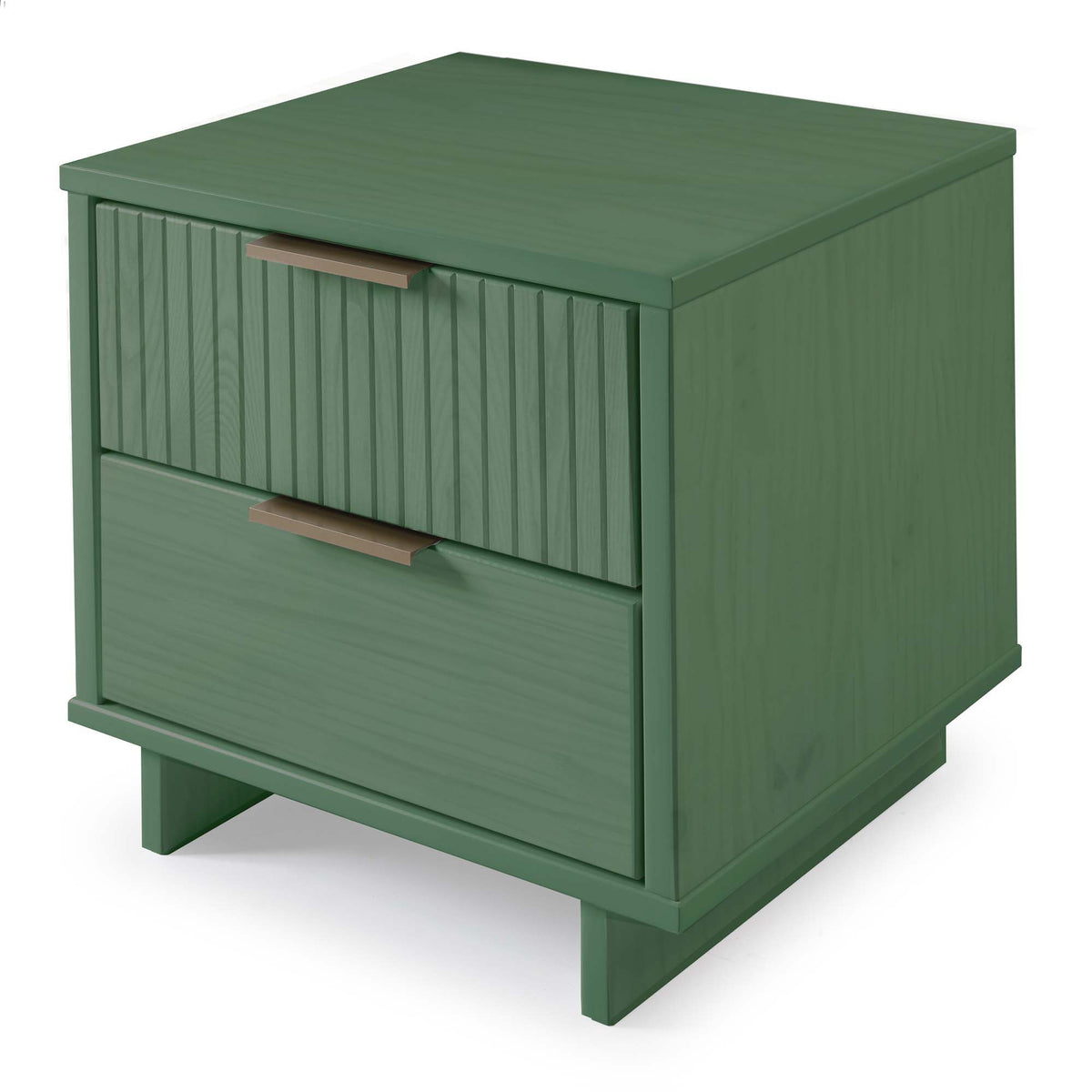 Granville Nightstand solid wood green with 2 drawers and copper-tone handles on Tampa Home & Garden Store