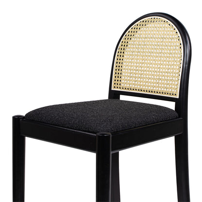 Curved Back Cane Bar Stool with natural cane webbing, black frame, counter stool on Tampa Home & Garden Store