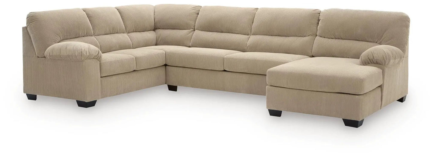 SimpleJoy - Sectional beige corduroy with chaise, L-shaped stationary design on Tampa Home & Garden Store