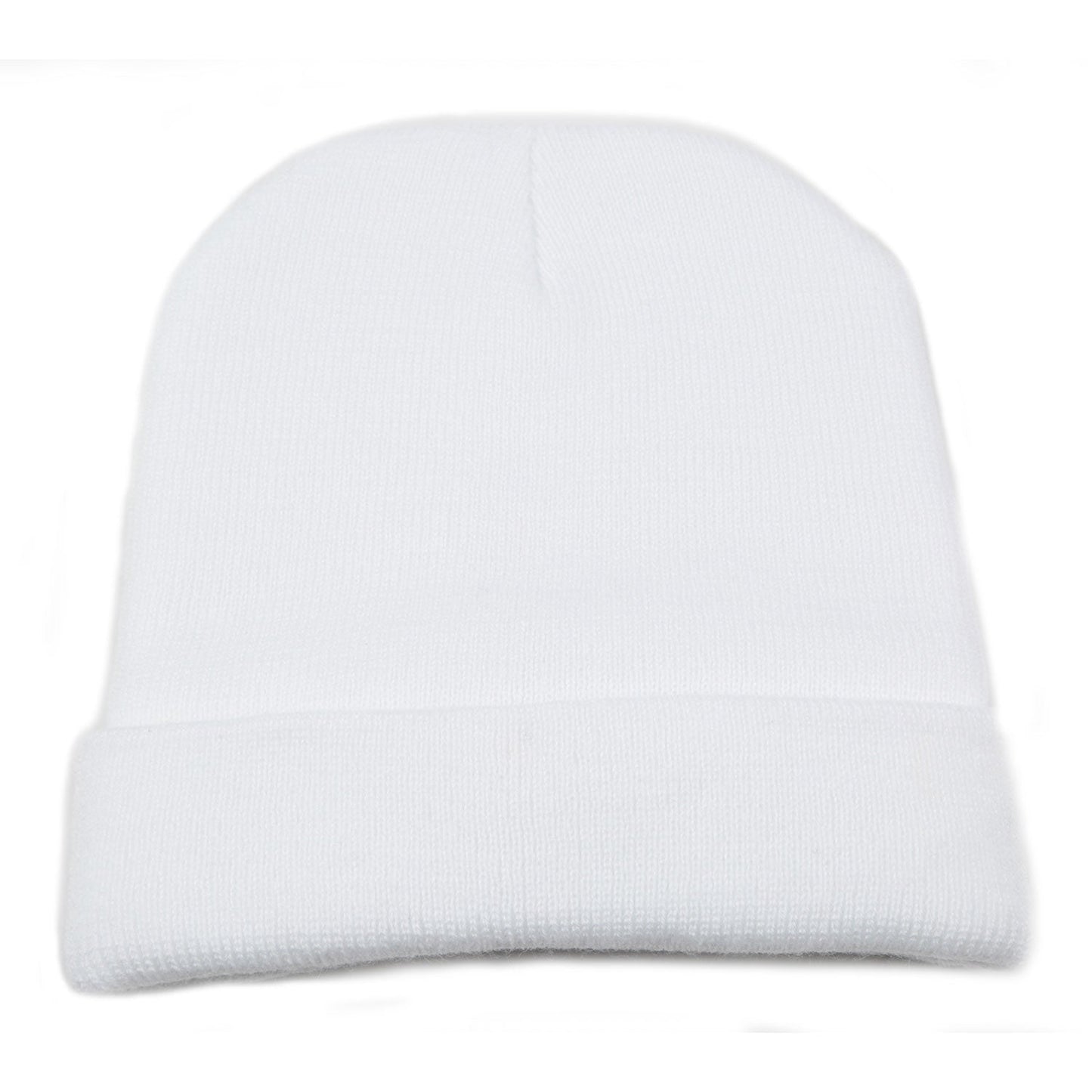 GemGear unisex white knitted beanie with folded cuff on Tampa Home & Garden Store