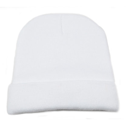 GemGear unisex white knitted beanie with folded cuff on Tampa Home & Garden Store
