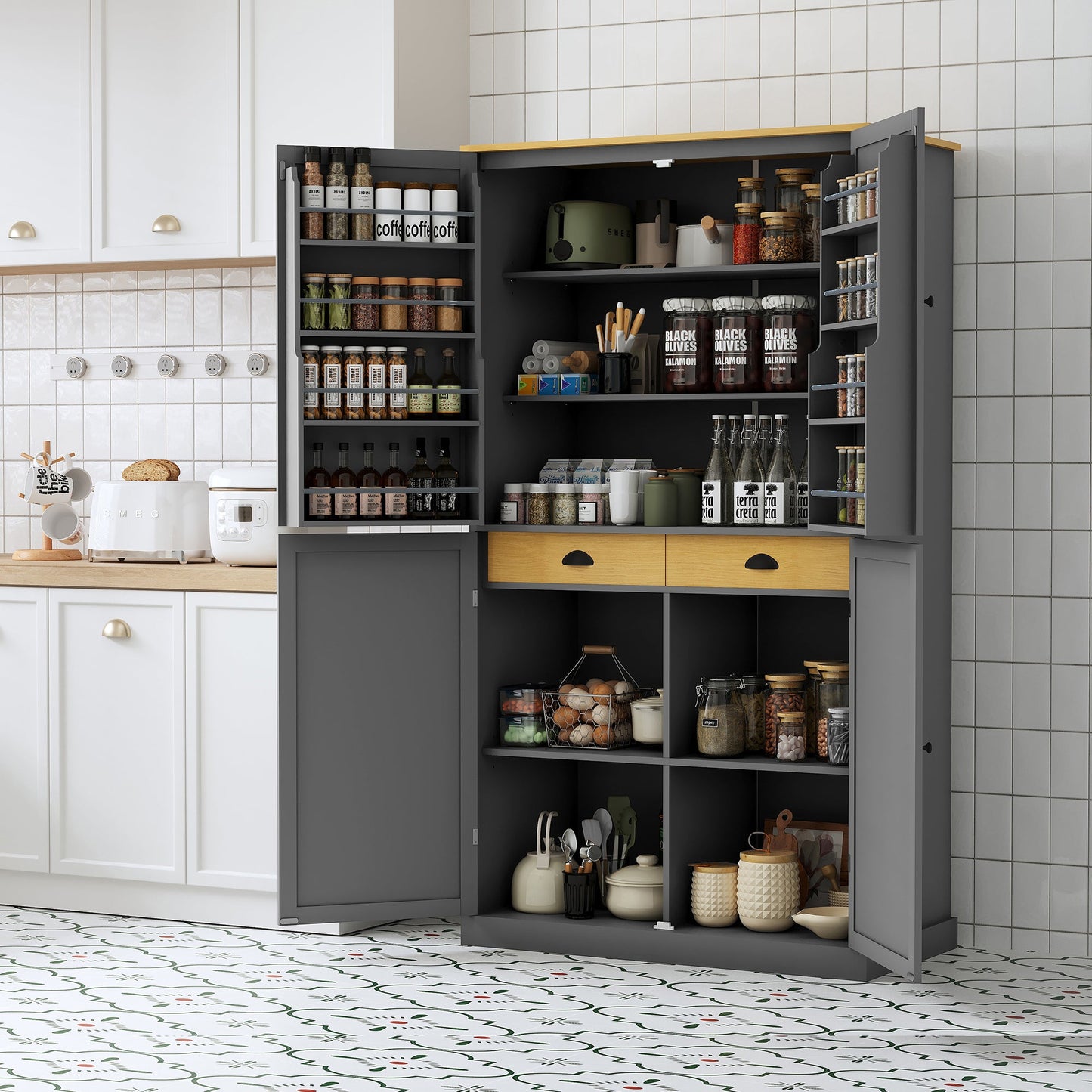 Topmax Freestanding Pantry and Kitchen Cabinet