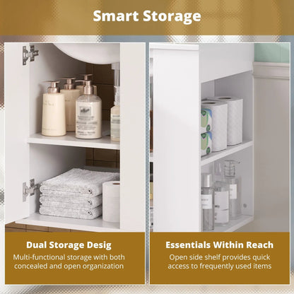 Wall Mounted Bathroom Cabinet With Side Shelves