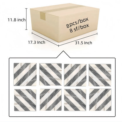 Marble tile mosaic for floor and wall gray/white with polished finish 8 pcs/box HouseOfZazla on Tampa Home & Garden Store