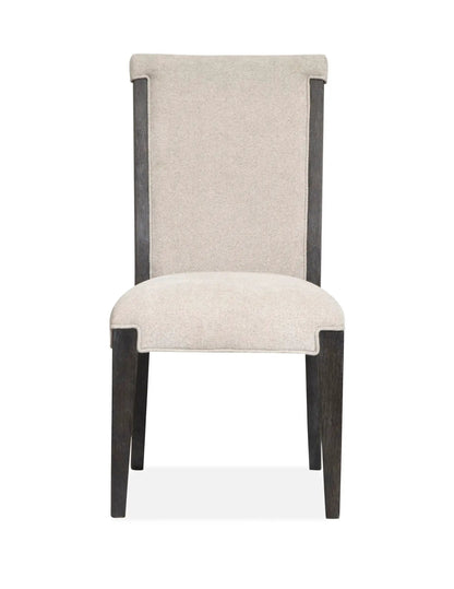 Plum Creek Upholstered Side Chair set of 2 in beige fabric with dark wood legs on Tampa Home & Garden Store