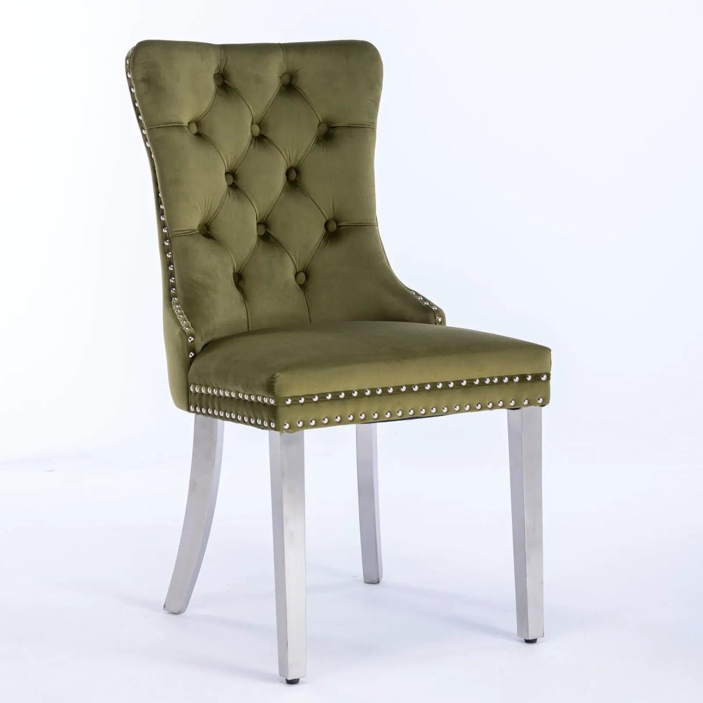 Nikki Contemporary Upholstered Dining Chair set of 2 in olive velvet with tufted back on Tampa Home & Garden Store