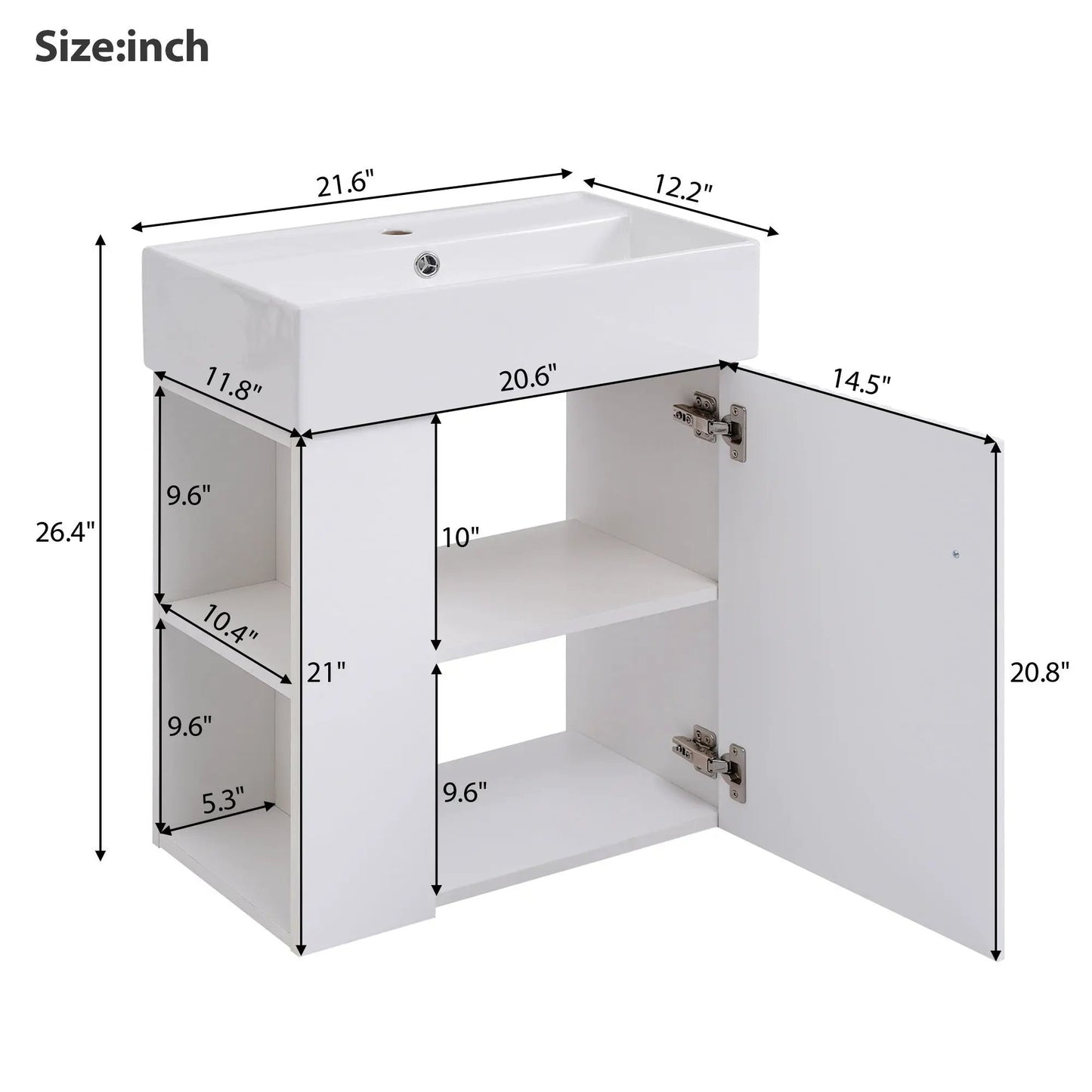 Compact Modern Floating Vanity with Ceramic Basin