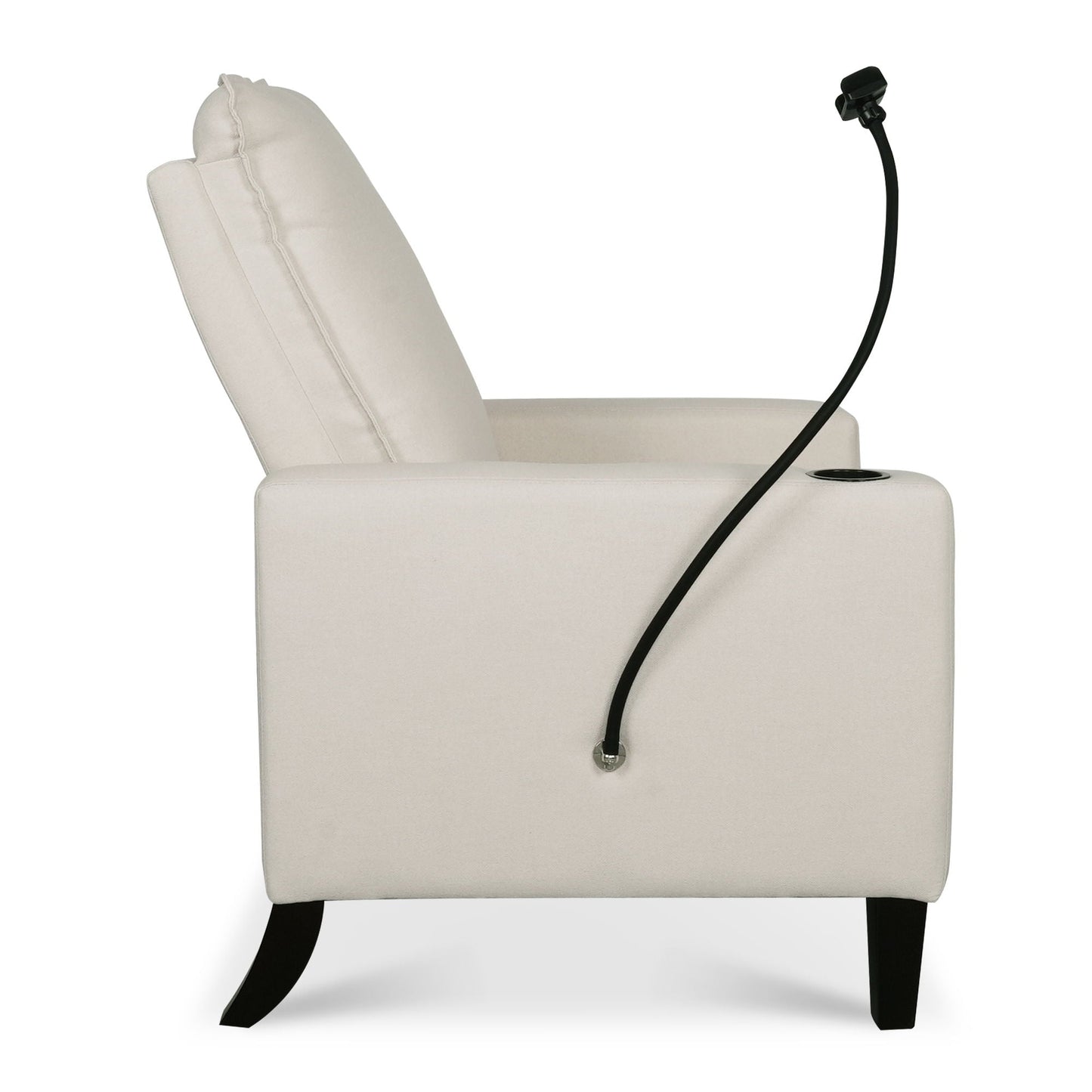 Beige fabric reclining chair by HouseOfZazla with built-in cup and phone holder on Tampa Home & Garden Store