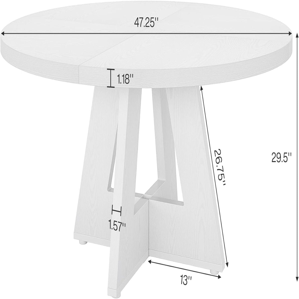 Round dining cross-base table by HouseOfZazla, wood-grain finish, 47.25" diameter on Tampa Home & Garden Store