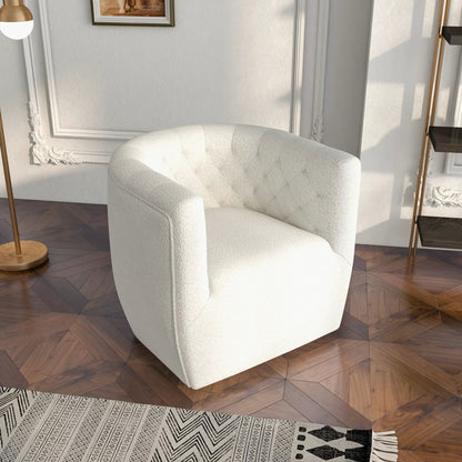 Delaney ergonomic swivel chair in white tufted fabric, Unique Piece Furniture on Tampa Home & Garden Store