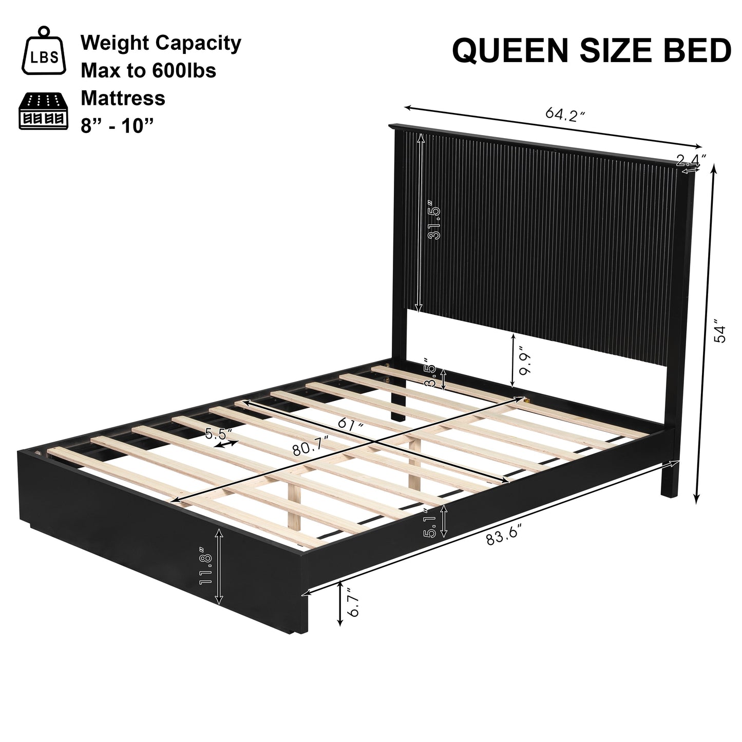 Stylish And Modern Queen Size Wood Bed Frame
