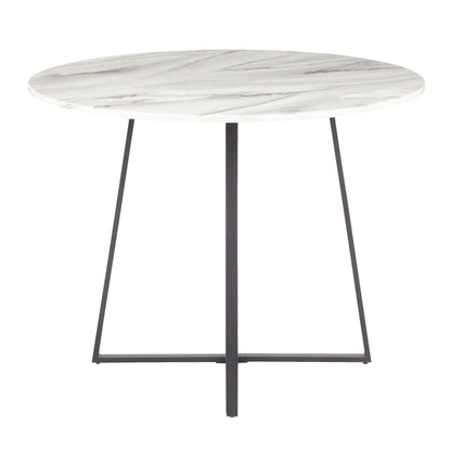 Contemporary glam round marble dining table with white-vein top and black metal legs by HouseOfZazla on Tampa Home & Garden Store