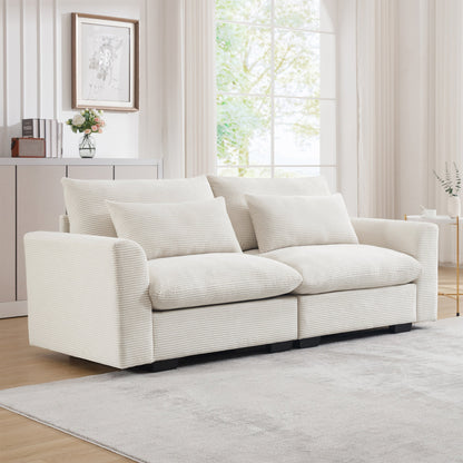 Beige Corduroy Sofa and Durable Daily Use Comfort