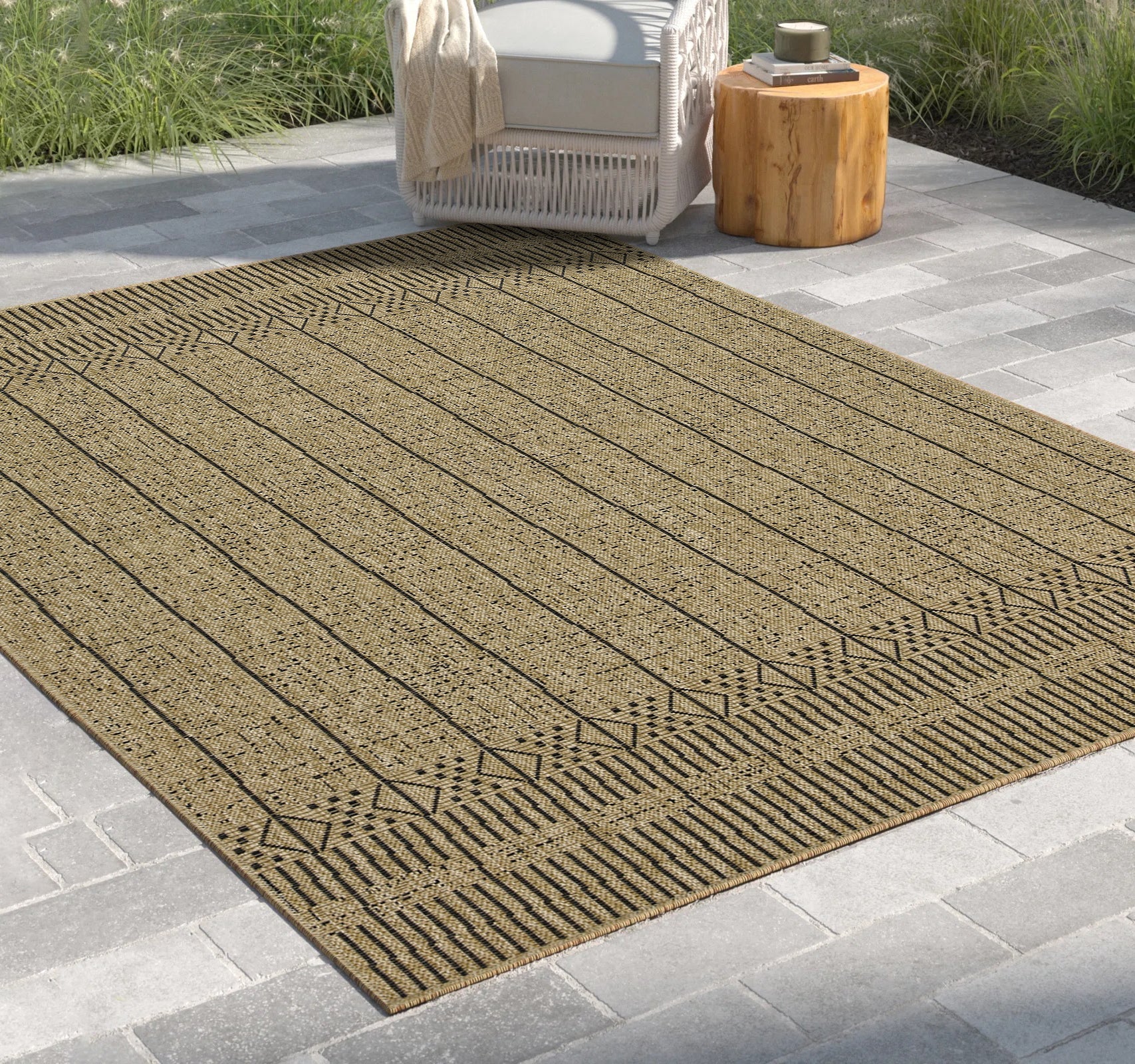 Earth GC_NTL1008 jute/black indoor outdoor area rug by HouseOfZazla on Tampa Home & Garden Store