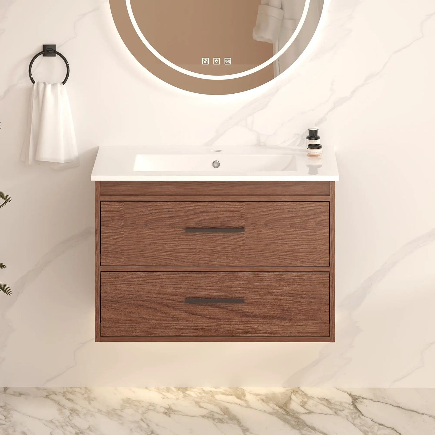 Wall Mounted Vanity With Soft Close Drawers Sink