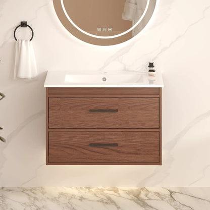 Wall Mounted Vanity With Soft Close Drawers Sink