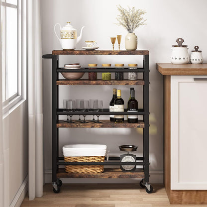 Narrow 4 Tier Rolling Kitchen Storage Cart