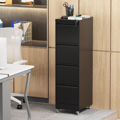 Metal vertical filing cabinet by HouseOfZazla, black with locking drawers on casters on Tampa Home & Garden Store