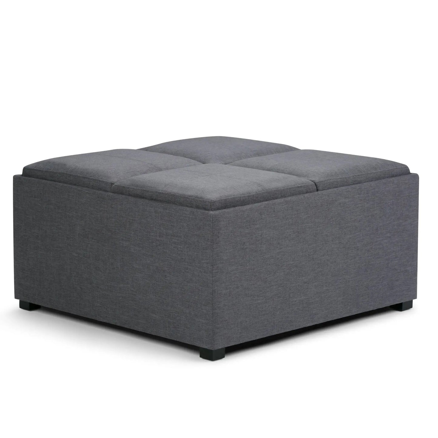 Avalon storage ottoman coffee table in grey fabric, tufted lid, by Unique Piece Furniture on Tampa Home & Garden Store