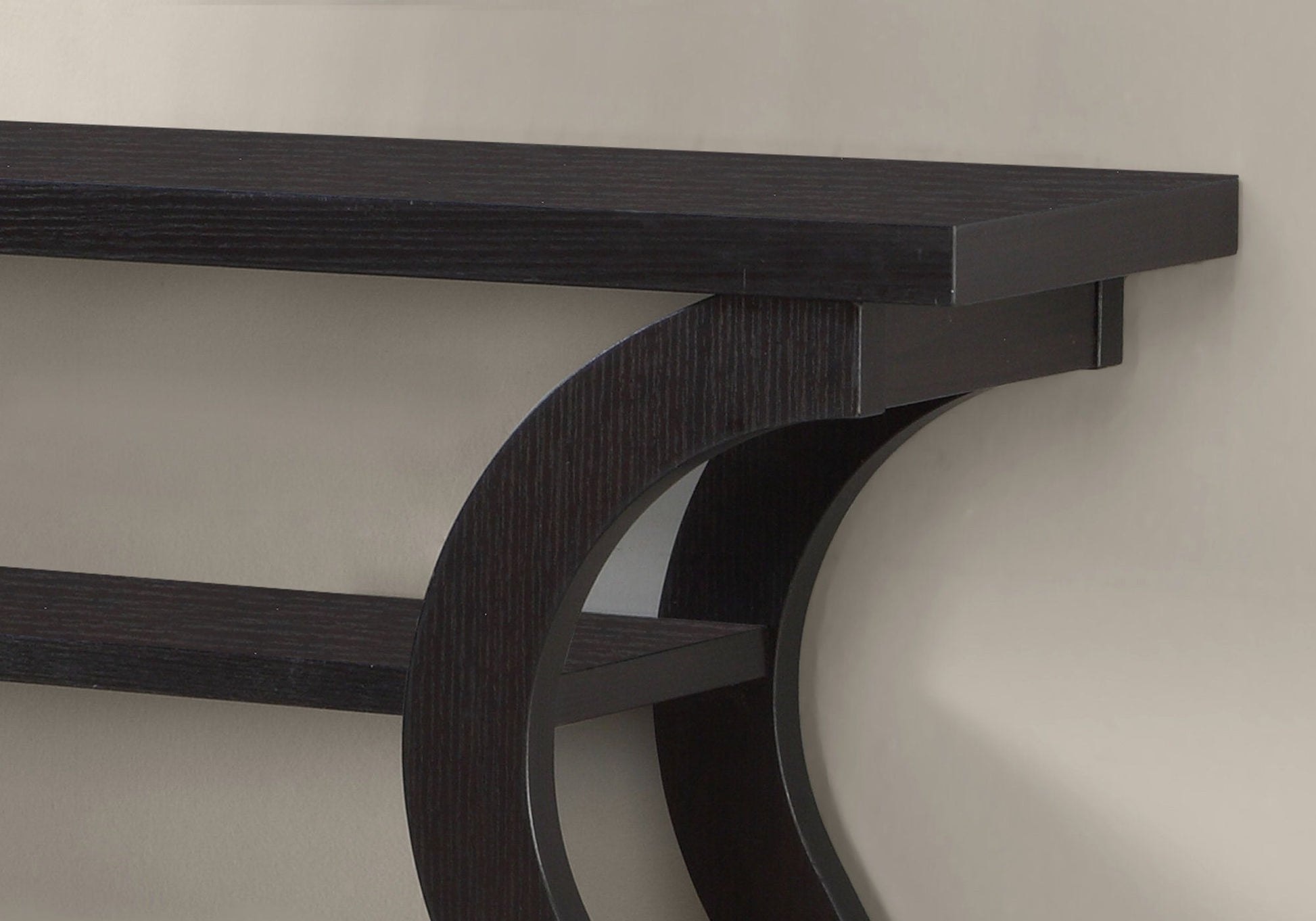 Accent Console Table in dark espresso wood with unique curved arch legs on Tampa Home & Garden Store