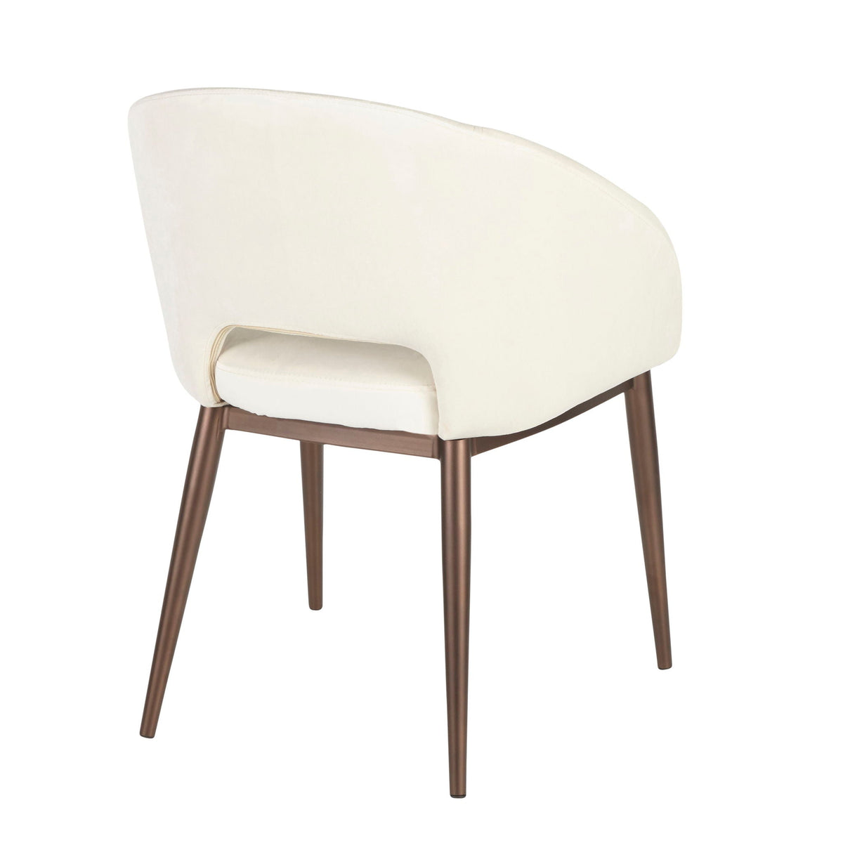 Contemporary Side Chair with Cut-Out Backrest, cream upholstery, copper legs on Tampa Home & Garden Store