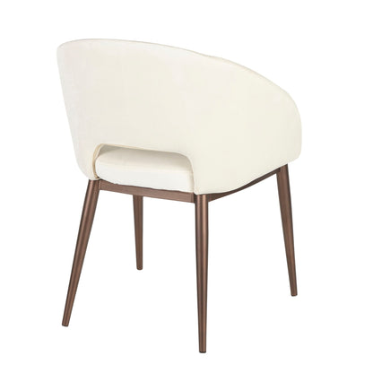 Contemporary Side Chair with Cut-Out Backrest, cream upholstery, copper legs on Tampa Home & Garden Store